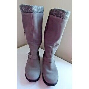 BareTraps Charcoal Heeled Boots with Fur Trim